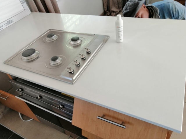 white Sigma quartz island